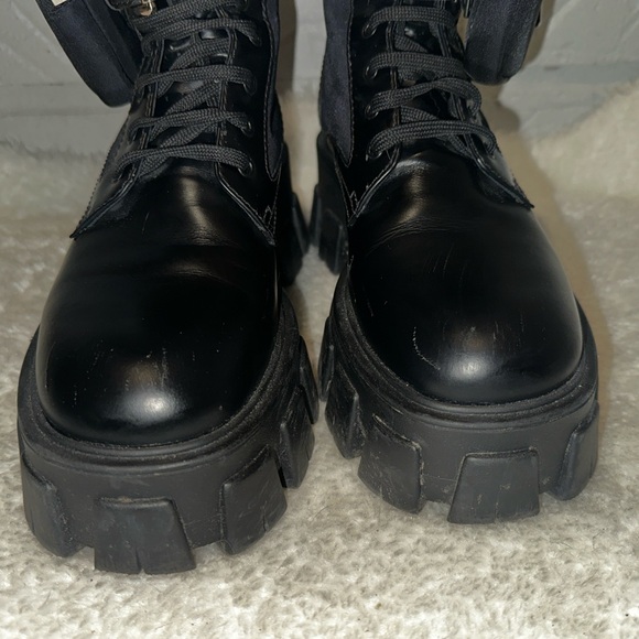Prada Monolith Leather and Re- Nylon Combat Boots Size 37 - Picture 10 of 16